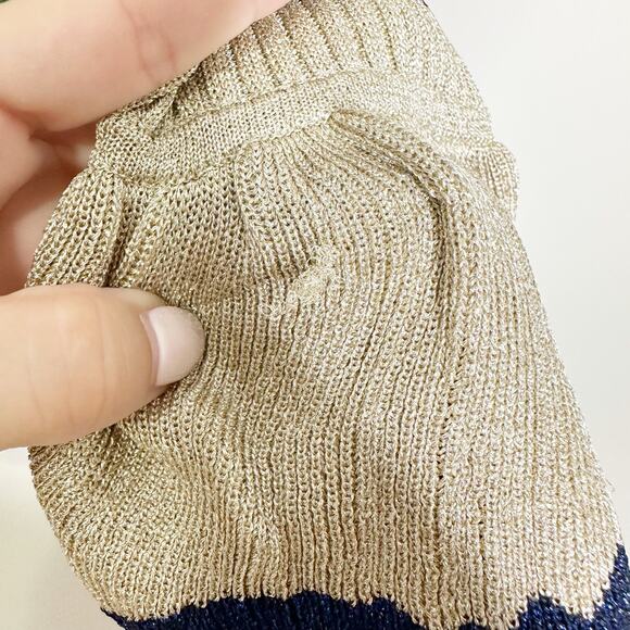 Baum Und Pferdgarten Womens Cliantha Polo Knit Top Goldlurex Stripe Size XS - Picture 7 of 9